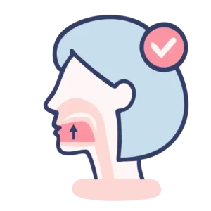 Side view illustration of the tongue lifting to rest against the roof of the mouth