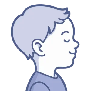 Illustration of a child in profile breathing through parted lips instead of the nose