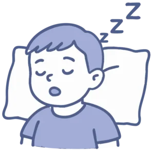 Illustration of a child asleep with the mouth open and snoring